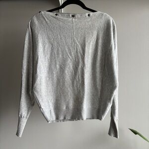 All Saints Light Gray Off-the-Shoulder Sweater